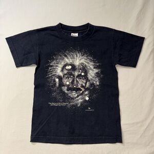 Albert Einstein Graphic T-Shirt Kids 10-12 M Black Science Shirt Engineering Top